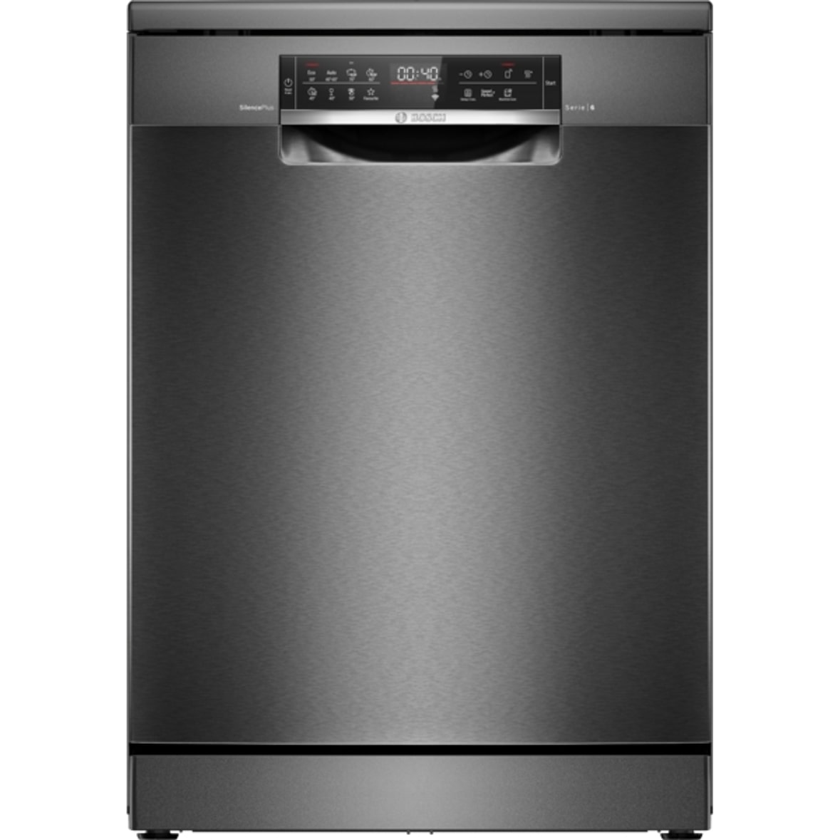 Bosch Serie 6 SMS6ECC12E Freistehender Geschirrspüler, Höhe 84,5 cm, Breite 60 cm, Gebürsteter schwarzer Stahl mit Anti-Fingerprint