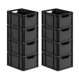 thumbnail of PROREGAL SuperSparSet 8x Eurobox NextGen Grip, HxBxT 22x30x40cm, 20 Liter, Griffe offen, Schwarz, Eurobehälter, Transportbehälter