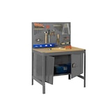 thumbnail of SimonRack Établi d’atelier, 910x610 mm, panneau perforé et armoire, Charge 400 kg, Gris - BT-2