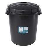 thumbnail of METRO Professional Mülleimer mit Deckel, Polypropylen, Ø 48.5 x 58.5 cm, 70 L, mit Schließclips, schwarz