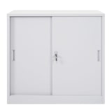 thumbnail of Archivador Boston HWC-F41, armario de acero para oficina, con puertas correderas con cerradura 90x90x45cm ~ gris