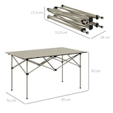 thumbnail of Outsunny mesa plegable camping de aluminio 95x55x50 cm con tapa enrollable y bolsa de transporte para acampar senderismo playa negro