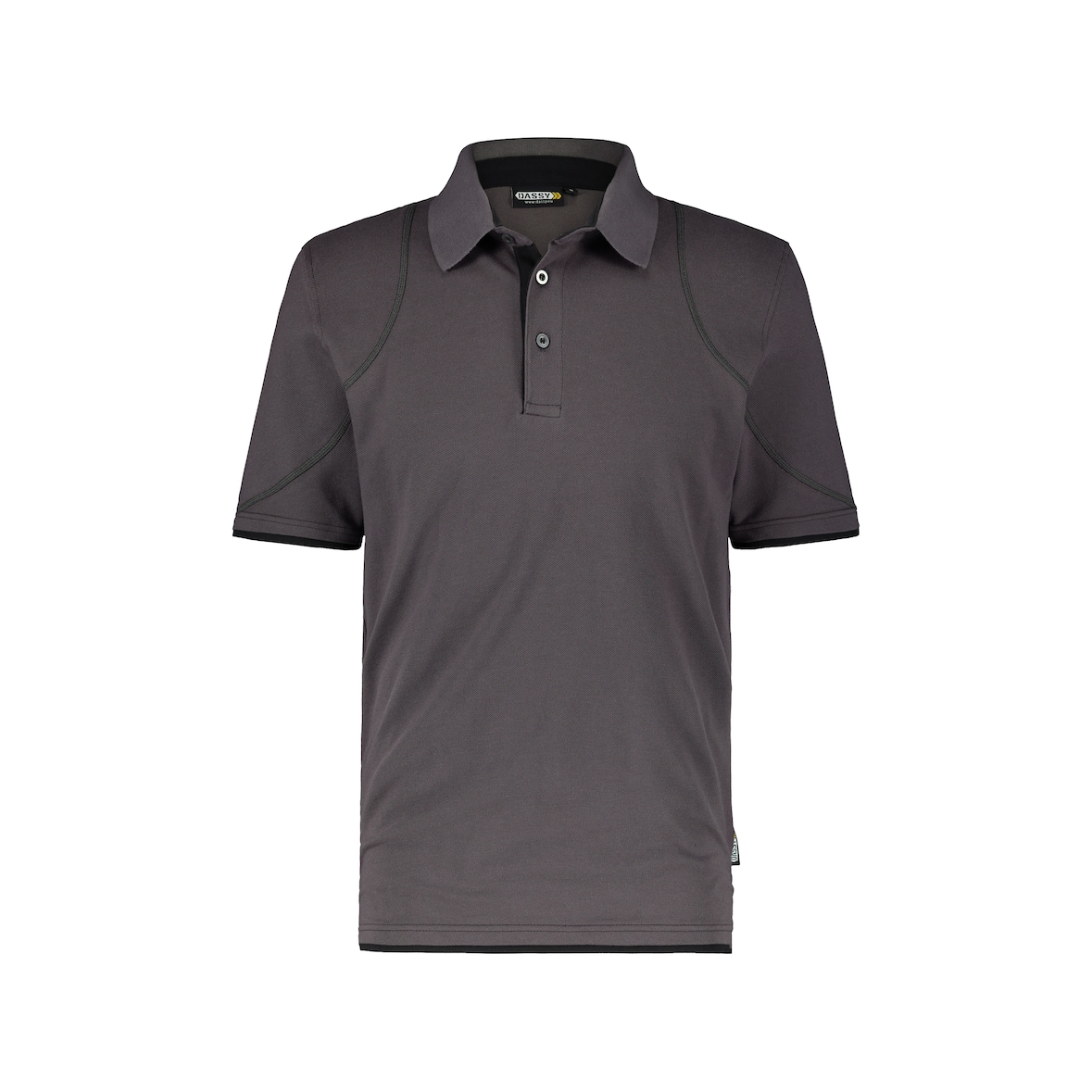 DASSY® Orbital Poloshirt, D-FX Flex, 97% Baumwolle Piqué, Strickkragen, Firmenveredelung, Art. 710011 anthrazitgrau/schwarz 3XL