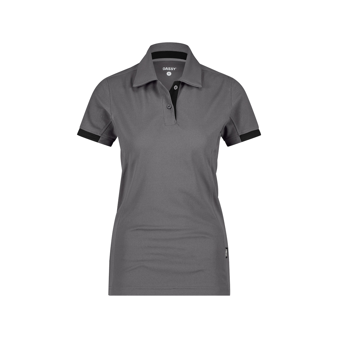 DASSY® Traxion Next Women Damen-Poloshirt, D-FX Flex, tailliert, UV-Schutz UPF 50+, Mesheinsätze, Art. 710085 anthrazitgrau/schwarz XS