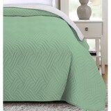 thumbnail of Tagesdecke 170x210 OEKO-TEX - grün hellgrau Microfaser-Bezug wattiert gesteppt Wende-Design XXL Sofa Couch Bett Bettüberwurf