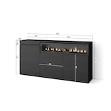 thumbnail of Dressoir, Opbergkast, Buffetkast, Sideboard, 150x35x75cm, 3 Deuren, Elektrische haard, Moderne stijl, Zwart _ 67_7