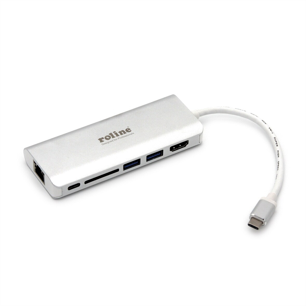 ROLINE Dockingstation USB Typ C, HDMI 4K, USB, SD/MicroSD, Gigabit Ethernet