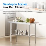 thumbnail of LEEVOT Tavolo da Cucina Professionale in Acciaio Inox, 2 Ripiani in Legno e Acciaio, Capacità di Carico 150KG/100KG (150x80cm)
