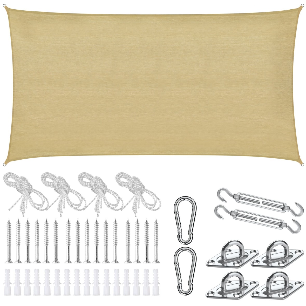 tectake Sonnensegel Sunny, wetterfestes HDPE-Material mit UV-Schutz - 2 x 4 m Sand