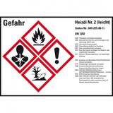 thumbnail of Dreifke® Aufkleber I Gefahrstoffetikett Heizöl leicht UN 1202, GefStoffV/GHS/CLP, 148x105mm, 4/Bogen
