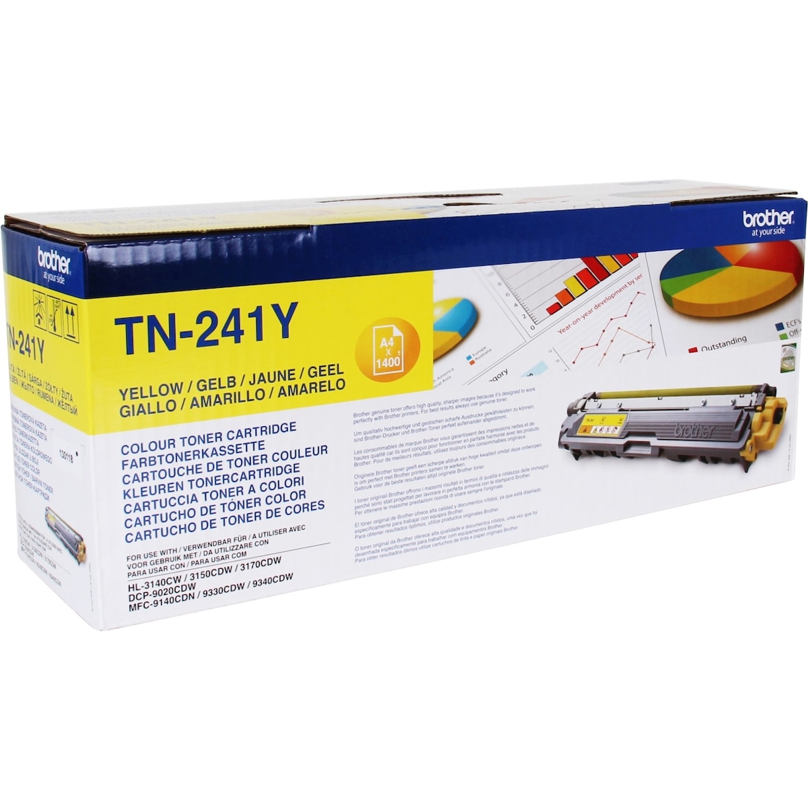 Toner Brother TN-241Y gelb (ca. 1400 Seiten) Packung mit 4 Stück