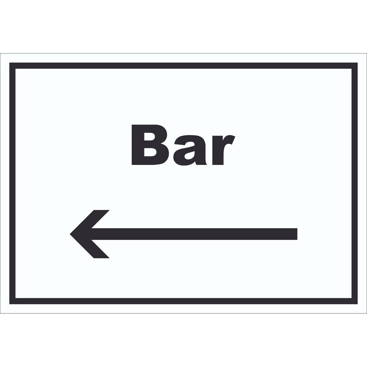 Bar Schild mit Text und Richtungspfeil links Pub Kneipe waagerecht A5 (148x210mm)