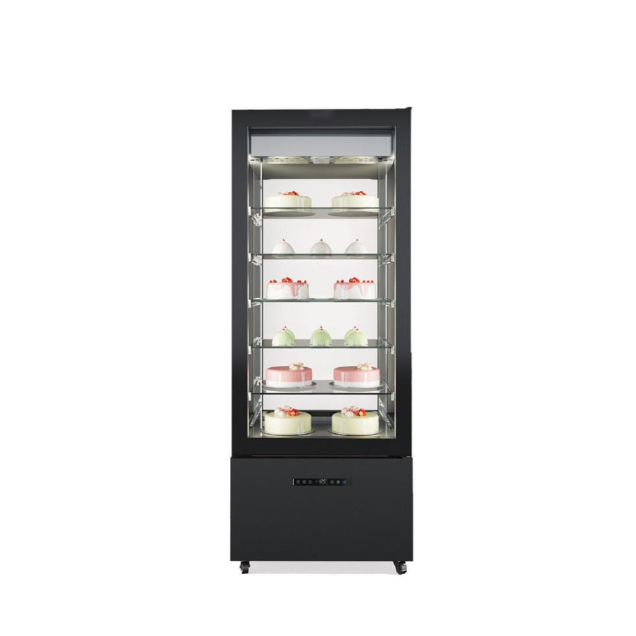 Vitrine réfrigérée verticale froid ventilé bi-température 4 faces vitrées pātisserie/desserts glacés 70x70x194 noir ITALCONCEPT GELIDA PREMIUM