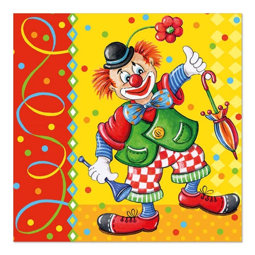 PAPSTAR 600 Servietten, 3-lagig 1/4-Falz 33 cm x 33 cm "Clown"