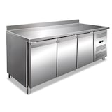 thumbnail of Tavolo refrigerato 3 porte con piano liscio e alzatina temperatura +2°C / + 8°C Dimensioni 179,5x70x95 cm GN3200TN