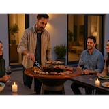 thumbnail of PURLINE Barbecue rond avec plaque en acier, grille et plateau en bois EFP59B WOOD