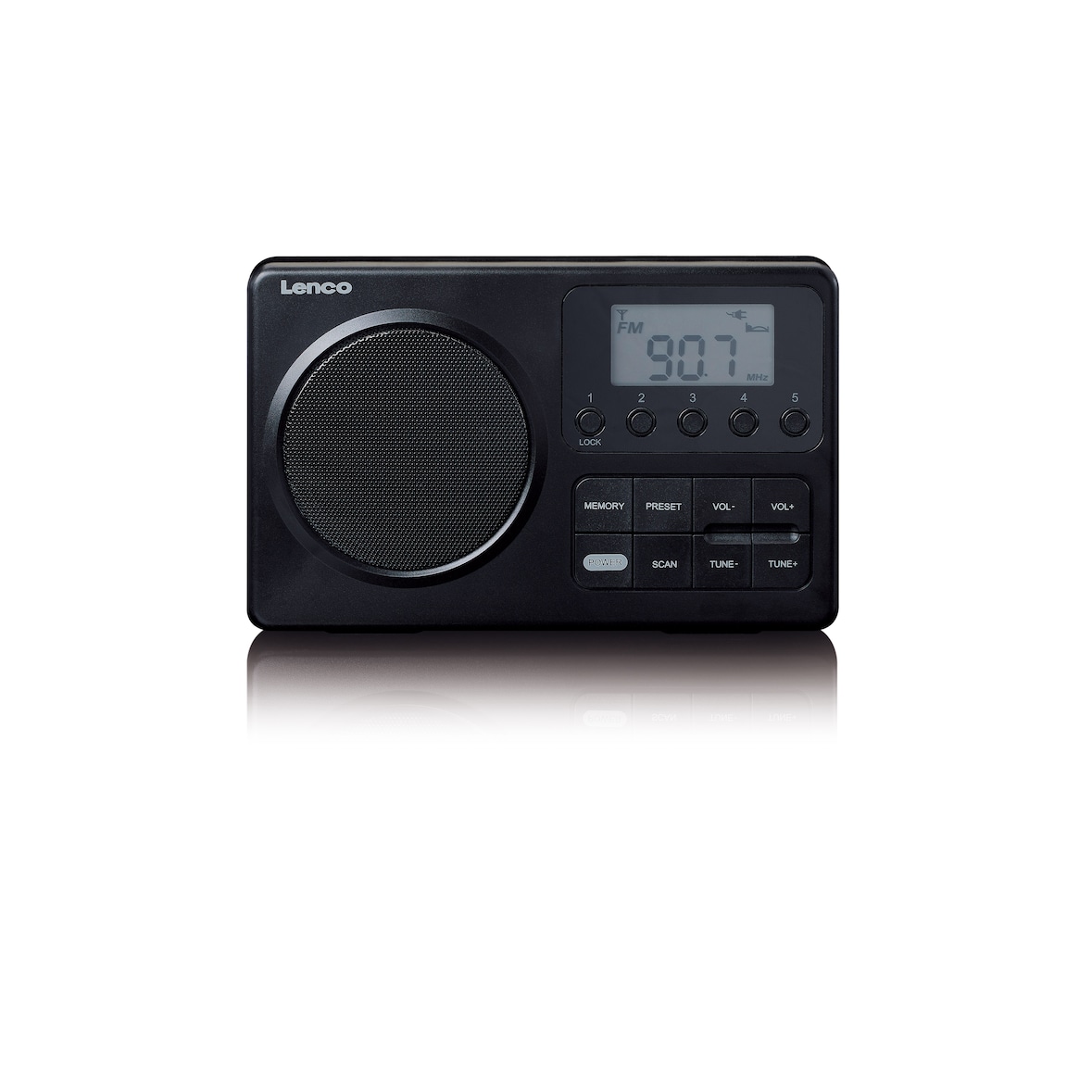 Lenco MPR-035BK - Batteriebetriebenes, kompaktes tragbares FM-Radio mit LCD-Bildschirm - Schwarz