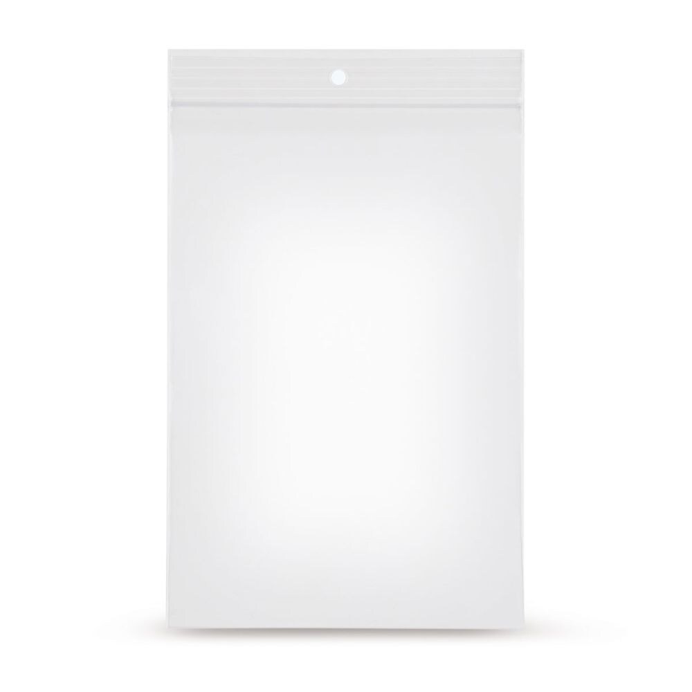 Lot de 100 Sachets plastiques à fermeture ZIP 100x150mm avec trou de suspension