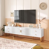thumbnail of TV-Schrank 175x30x46 cm Weiß mit Schubladen und Türen Wohnzimmer Aufbewahrung modernes Design elegante Eisenfüße robust praktisch