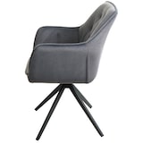 thumbnail of Set van 6 eetkamerstoelen HWC-L80, keukenstoel met armleuningen, draaibaar, metaal stof/textiel ~ antraciet