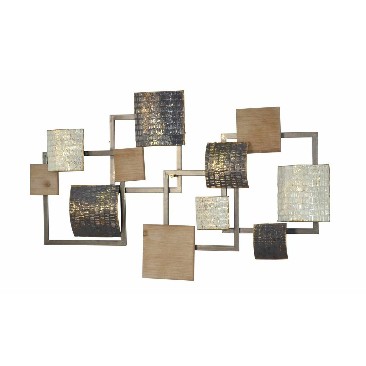 Décoshop26 - Décoration murale en métal différentes formes carrées crème gris noir doré à suspendre 90x5x52cm DEC05117