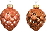 thumbnail of 6 Christbaumschmuck Zapfen Glas 7cm Glaszapfen matt & glänzend Christbaumkugeln Weihnachtsbaumkugeln Christbaumschmuck Weihnachtsbaumdeko Warmorange