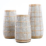 thumbnail of Bazar Bizar Vase en terre cuite rotin 14x14x26 cm gris béton naturel