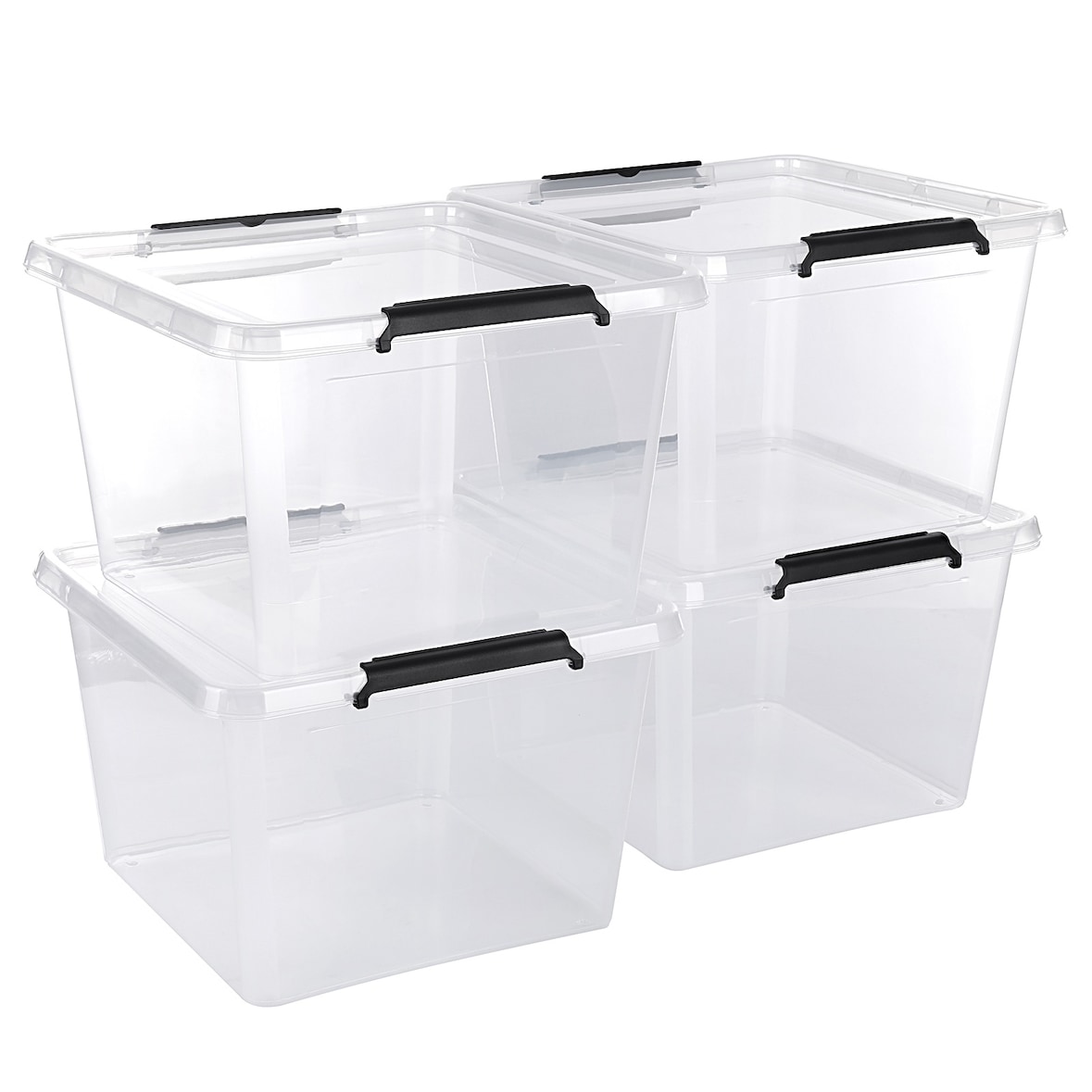 Aufbewahrungsbox mit Deckel 4er Set 32 Liter Kunststoffbox Stapelbox Lagerbox Regalbox