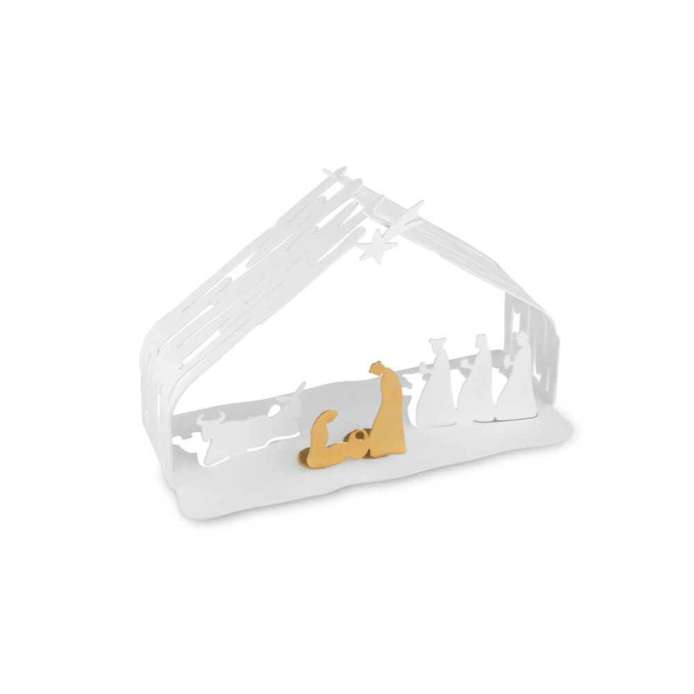 alessi, bark crib, kerststal in wit metaal