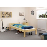 thumbnail of Einzelbett Kiefer natur 90x200 Massivholz-Bettgestell ohne Rollrost Bettrahmen 60.36-09 oR
