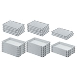 thumbnail of PROREGAL 13x Eurobehälter mit geschlossenem Griff und Scharnierdeckel | HxBxT 7,5x40x60cm | 15 Liter | Grau | Eurobox