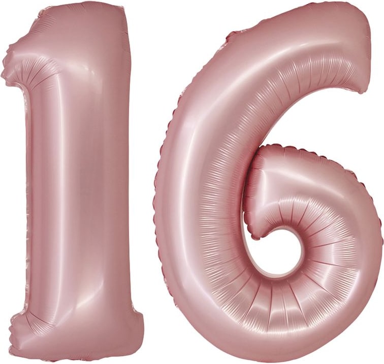 XL Folienballon roségold rosa Zahl 16