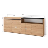 thumbnail of Sideboard, Schrank, Küche, Schrank, Flurmöbel, 200x35x75cm, 4 Türen, Viel Stauraum, Modernes Design, Eiche und schwarz - 63_13