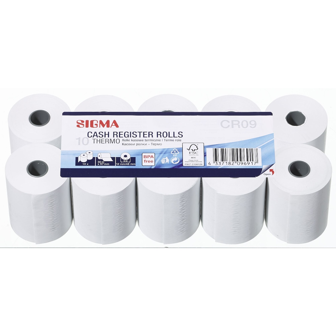 SIGMA Thermo-Kassenrollen CR09, 57 mm x 30 m, 10 Stück