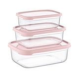 thumbnail of Set 3 Recipientes Herméticos para Alimentos, de forma Rectangular Rosa 7house