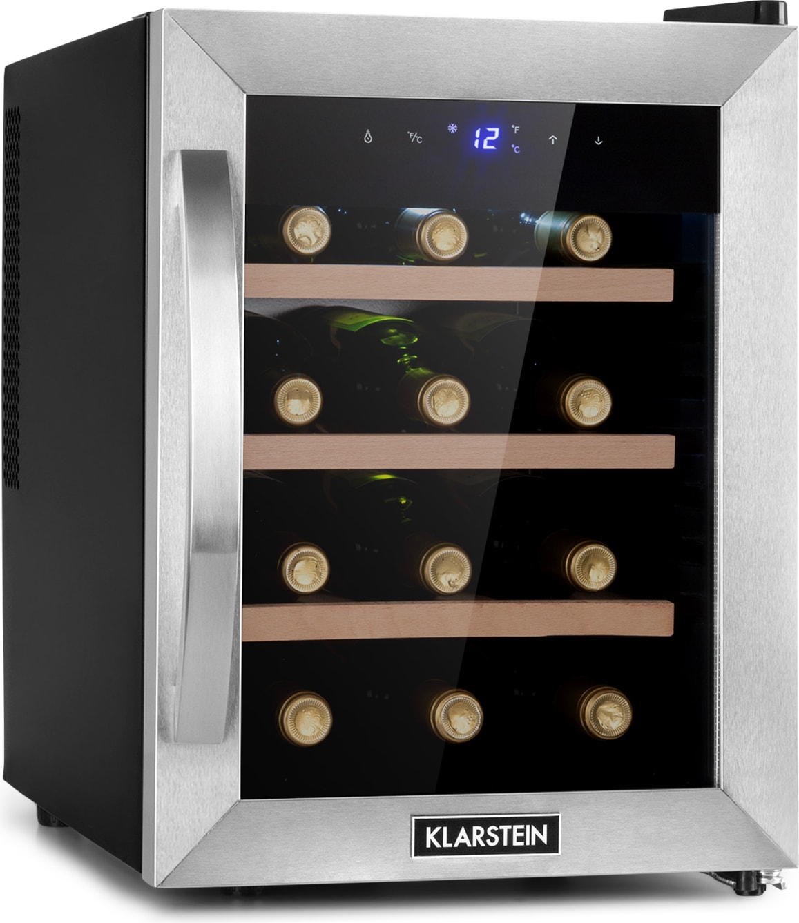 Klarstein Reserva 12 Uno Weinkühlschrank 12 Flaschen 31 Liter Edelstahl Edelstahl