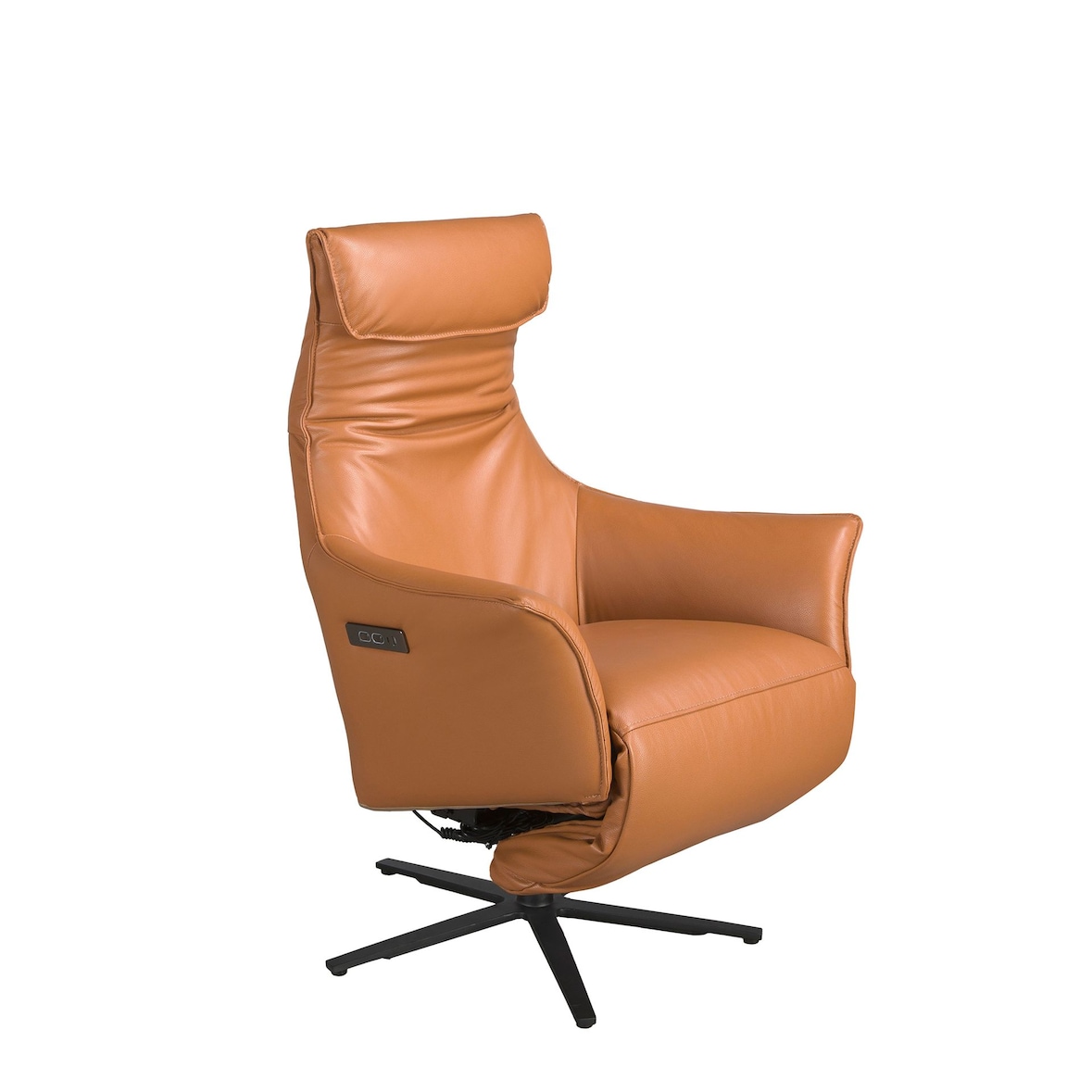 Angel Cerdá Fauteuil pivotant en cuir brun 5137C 78 x 70 x 115