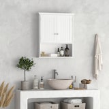 thumbnail of Armario Baño de Pared con 2 Puertas Estante Interior Ajustable y Compartimento Abierto Mueble Auxiliar Suspendido Multiusos para Cocina 60x20x70,5 cm
