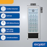 thumbnail of Exquisit Glastürkühlschrank, 240l Getränkekühlschrank mit LED, Umluft, 4 verstellbare Ablagen, CoolPro, GKS5220-GT-431D weiss