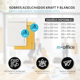 thumbnail of Sobres Acolchados, Sobre Acolchado para Envios, Sobres Burbujas color Kraft y Blanco, Bolsas para Envíos de Paquetes m-office (120x215mm 10uds)