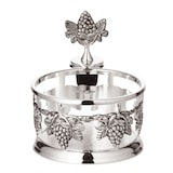 thumbnail of Flaschenuntersetzer Trauben, mit Flaschenverschluss, edel versilbert, Durchmesser 9 cm, Höhe 10 cm