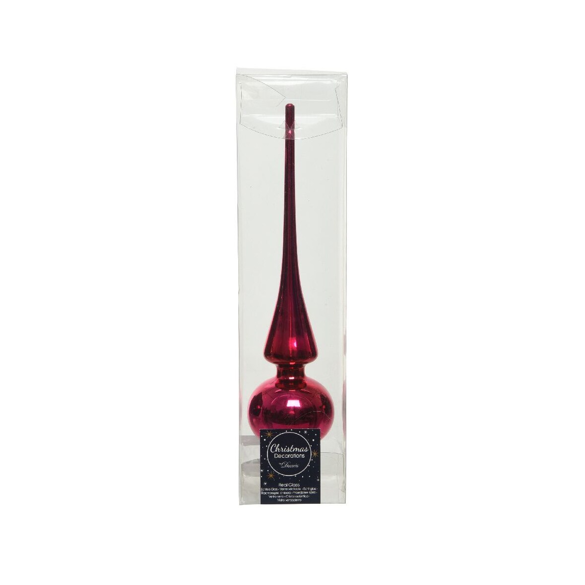 Christbaumspitze Glas fuchsia / pink, 26cm