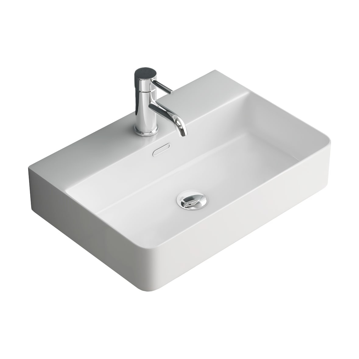 Alpenberger Waschbecken 60 cm Breit | Waschtisch als Hängewaschbecken oder Aufsatzwaschbecken Weiß | Handwaschbecken mit Nano für Gäste WC Badezimmer
