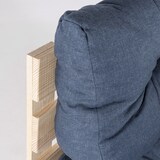 thumbnail of Sofá de palet + cojín de asiento 80x120x16 cm + cojín respaldo 42x120x16 cm, Olefin color azul, Repelente al agua