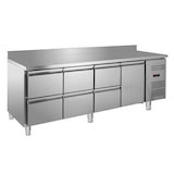 thumbnail of GastroHero Kühltisch Edelstahl GN 1/1 mit Aufkantung 1 Tür 6 Schubladen Umluftkühlung -2 °C bis +8 °C 230 V Profi Gastronomie 2230x700x850 mm