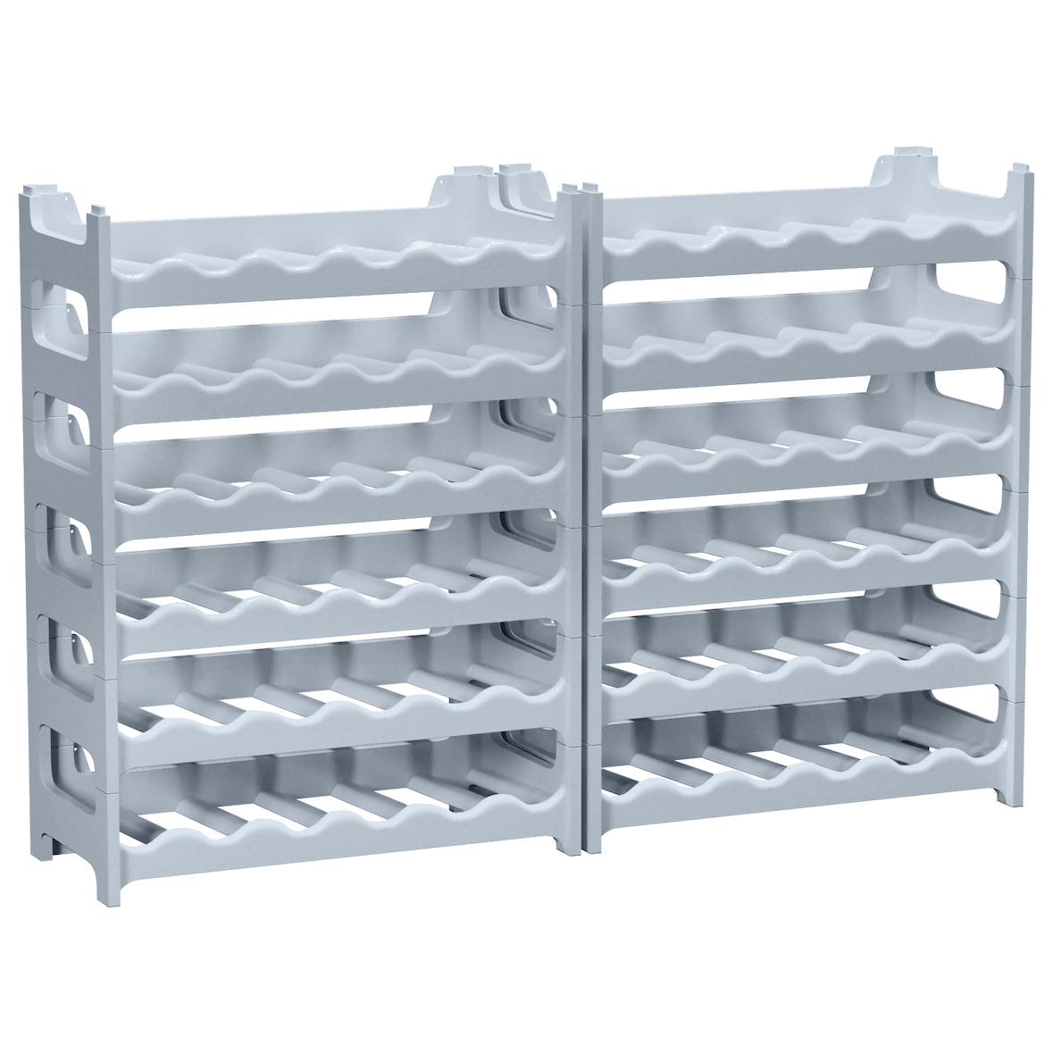 ARTECSIS Weinregal stapelbar Kunststoff für 72 Flaschen, stabiles Flaschenregal für Gastronomie und Lagerraum, erweiterbare Weinlagerung, Beton grau