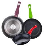 thumbnail of BERGNER - Set aus 3 Pfannen Ø18/Ø22/Ø26 cm Jolie Schmiedaluminium, geeignet für Induktion Rundes Schneidebrett 38x28x1,5 cm aus Buchenholz