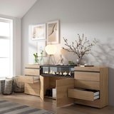 thumbnail of Cómoda, Cajonera, 214x35x75cm, Dormitorio, habitación, Chimenea eléctrica, Roble _455_12