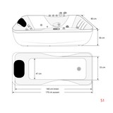 thumbnail of Whirlpool Pool Badewanne Wanne W49-TH-PR 170x80cm mit Farblicht, aktive Schlauch-Reinigung
