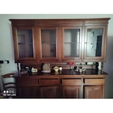 thumbnail of shopinnovativo -Cristalliera 8 ante 4 cassetti, in stile classico in legno e mdf con rifinitura in noce lucido 196x43x218 H